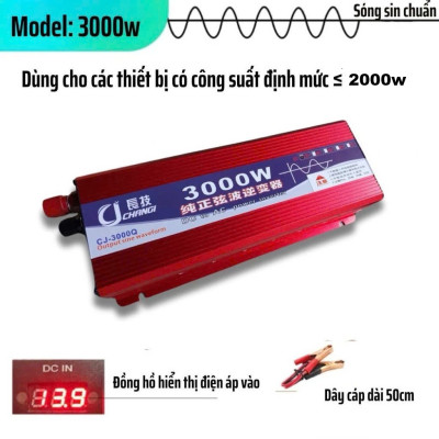 Bộ Biến Tần 12V-220V 3000W Kích Điện Inverter Sóng Sin – Hàng Loại Xịn Cao Cấp , Siêu Bền, đèn trang trí