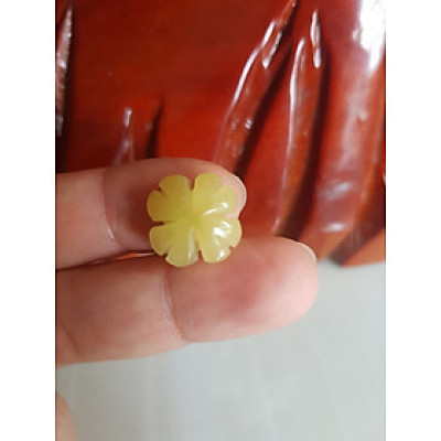 Trang sức phối vòng tay Bông Hoa Cỏ 4 Lá Đá cẩm thạch VÀNG NHẸ NHÀNG đẹp Size bông 14mmx6mm x lỗ đk 2mm Nữ mệnh Kim Thổ Thủy phối với Vòng đeo tay, làm mặt dây chuyền, mặt nhẫn đeo ạ