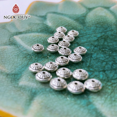 Combo 4 cái charm bạc chặn hạt hình đĩa bay họa tiết - Ngọc Quý Gemstones