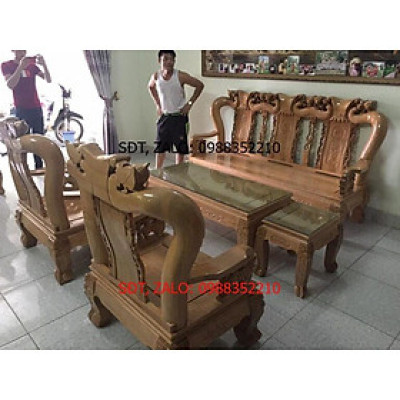 Bàn ghế gỗ sồi nga bộ ban ghế phong khach gỗ sôi bộ ban ghế tay tron gỗ sôi tay 12