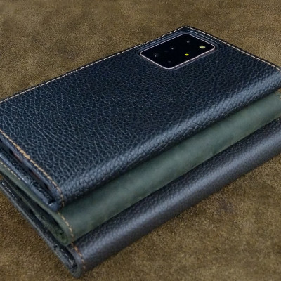 Bao da gập cho điện thoại Note20 Ultra da bò thật