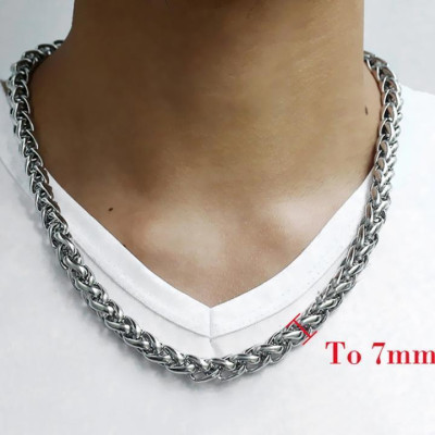 Dây chuyền titan nam cao cấp thời trang rẻ inox thép không gỉ kiểu bông dừa trangsucpt 7mm PTDCNA170