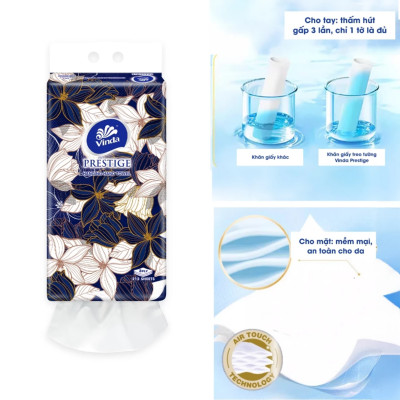 Combo 4 Gói Khăn Giấy Treo Tường Cao Cấp Vinda Prestige 4D 3 lớp 212 tờ