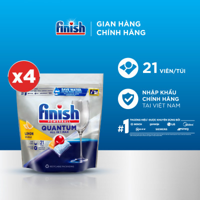 Combo 4 túi Viên Rửa Chén Bát Finish Powerball Quantum 21 viên