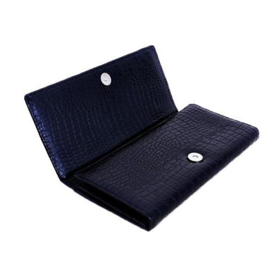 Bóp nữ da thật vân cá sấu Huy Hoàng 3 gấp vân nhỏ màu da, đen, nâu HC3105-06-07