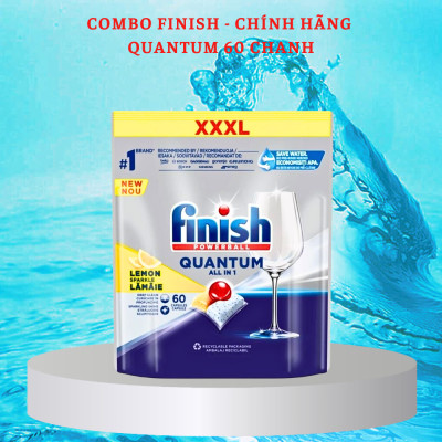 Combo Viên rửa bát Finish quantum 60 viên + Nước làm Bóng finish 800ml