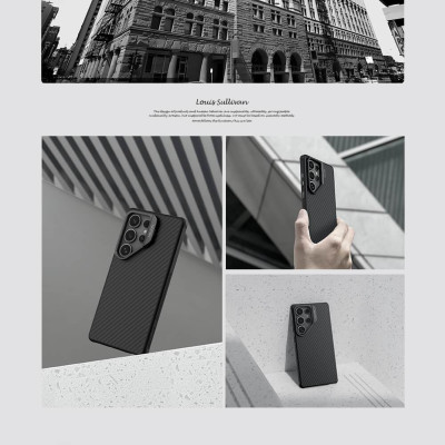 Ốp Lưng Cho Samsung Galaxy S25 Ultra Nillkin Carbon Aramid Chống Sốc Hỗ Trợ Sạc Không Dây Magnetic, Tích Hợp Giá Đỡ - Hàng chính hãng