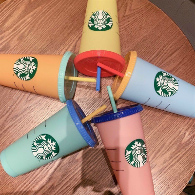 Combo 5 Ly Cốc Uống Nước Starbuck Đổi Màu Theo Nhiệt Độ Độc ĐÁo Có Thể Tái Sử Dụng - Tặng Kèm Nắp Và Ông Hút - Hàng Loại 1- Chính Hãng MINIIN