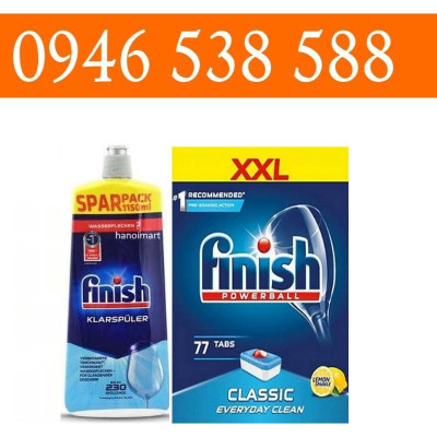 bộ 2 sp 1150ml Nước bóng finish + viên rửa bát chén 77 viên