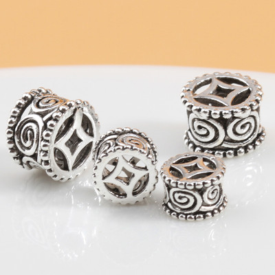 Combo charm bạc chặn hạt hình trụ họa tiết xoắn ốc - Ngọc Quý Gemstones