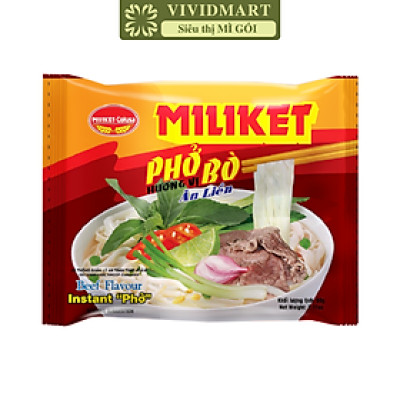 COLUSA - Phở Bò Miliket, Phở Miliket bò, Phở bò gói Miliket, Phở bò ăn liền, Phở vị bò Miliket (60g/gói) 