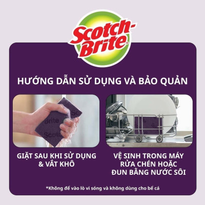 Miếng cọ rửa đa năng 3M SCOTCH-BRITE 7447 cọ rửa siêu mạnh, 4 miếng/gói