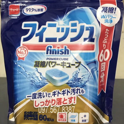 Combo viên rửa bát nhật 60 viên + muối Rửa Bát Finish 1,2kg