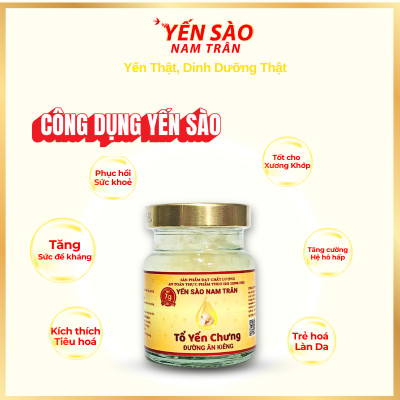 [Set 10 lọ Không hộp] Yến chưng Đường Ăn Kiêng 7 gram Tổ Yến Tươi- Yến Sào Nam Trân. Lọ 70 ml