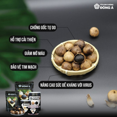 Tỏi Kim Cương Đông Á Hộp 100g - Tỏi đen cô đơn SX theo công nghệ chuyển giao từ Nhật Bản - Hỗ trợ ổn định huyết áp, tăng cường đề kháng