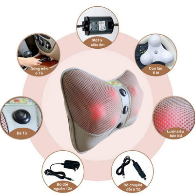 Gối massage thư giãn hồng ngoại ayosun 6 bi