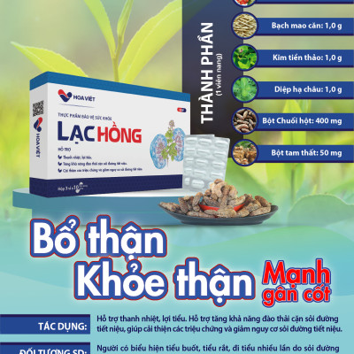Thông tiểu Lạc Hồng Hoa Việt - Hỗ trợ giảm sỏi đường tiết niệu Hộp 10 viên