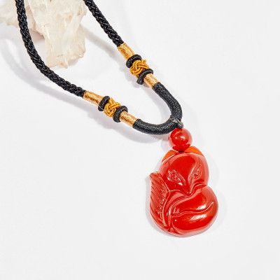 Dây chuyền phong thủy đá mã não đỏ hồ ly 3cm mệnh hỏa , thổ - Ngọc Quý Gemstones