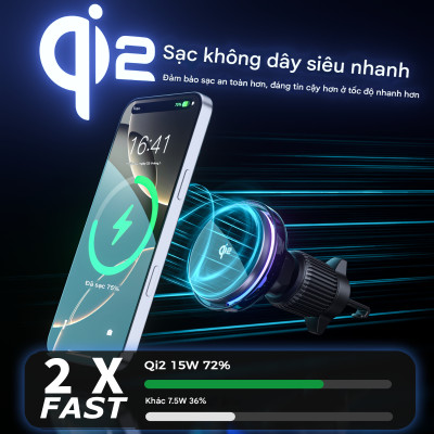 Giá đỡ điện thoại magnetic Choetech T233 sạc nhanh 15W chuẩn Qi2 - Hàng chính hãng