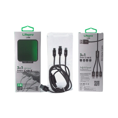 Dây sạc điện thoại trên ô tô 3 in 1 Lifepro L906 Hàng chính hãng