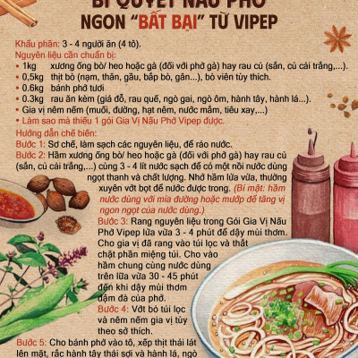 Combo 5 Gói Gia Vị Nấu Phở Vipep  - Gia Vị Nấu Phở Bò