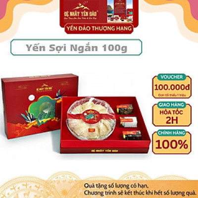 [TOP SALES] Yến Khánh Hòa - Yến Sợi Ngắn [Hộp 100g] - Đệ Nhất Yến Đảo -  Bồi Bổ Sức Khỏe - Phục Hồi Chức Năng Phổi - Phụ Nử Sau Sinh - Đẹp Da - Chống Lão Hóa - Kéo Dài Thanh Xuân - Hỗ Trợ Điều Trị Ung Thư -Tăng Cường Sinh Lý -Trí Nhớ - Cải Thiện Giấc Ngủ