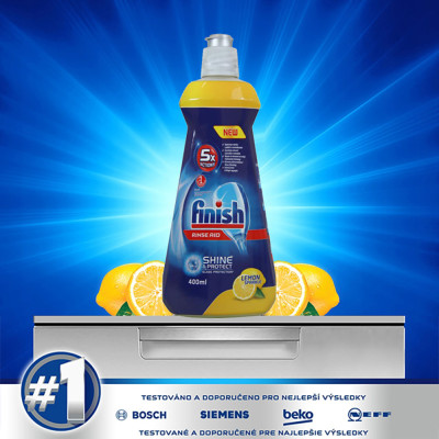 Nước làm bóng và khô bát, đĩa Finish Dishwasher Shine & Dry Lemon 400ml QT017390 - hương chanh