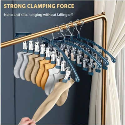 Combo 3 cái Móc treo 10 kẹp phơi đồ đa năng - Móc phơi đồ, tất, vớ, đồ lót - Móc kẹp Inox treo quần áo, gấp gọn, tiện dụng