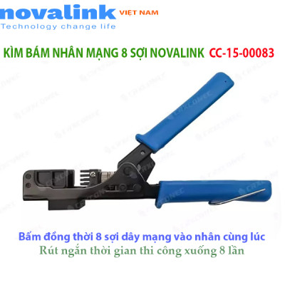 Kìm bấm nhân mạng 8 sợi Novalink CC-15-00083 - Bấm 1 lần 8 sợi dây vào nhân mạng cùng lúc, dùng cho nhân mạng 90 độ - Hàng chính hãng