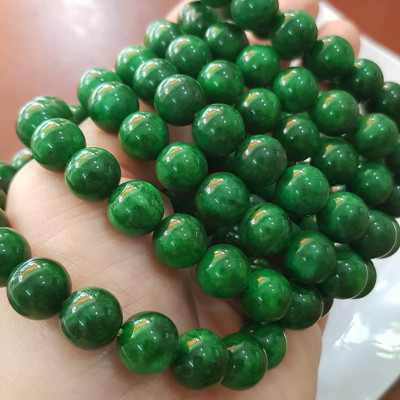 Vòng đeo tay nữ đá cẩm thạch xanh đậm 10mm đẹp  Nữ mệnh mộc hỏa thủy đeo may mắn tài lộc rẻ đẹp ạ