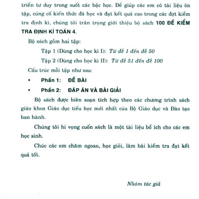 100 Đề Kiểm Tra Định Kì Toán 4 - Tập 2 - Có Đáp Án Và Lời Giải (Biên Soạn Theo Chương Trình Gdpt Mới)