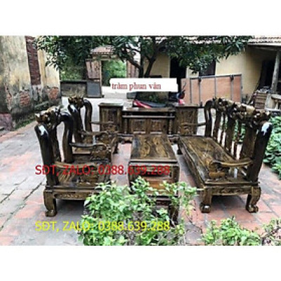 bộ bàn ghế phòng khách minh quốc đào gỗ tràm tay 10 phun vân