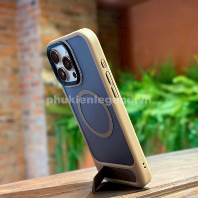 Ốp lưng cho iPhone 16 Pro hiệu Likgus VALOR hỗ trợ sạc từ , lưng nhám viền màu có giá đỡ kim loại , chống sốc chống va dập thời trang cao cấp - Hàng chính hãng