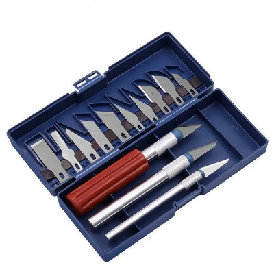 Comco 2 Bộ Dao Trổ 13 Lưỡi+ 3 Cán Dao Inox Chống Trơn Chuyên Dụng Khắc Tỉa Thủ Công