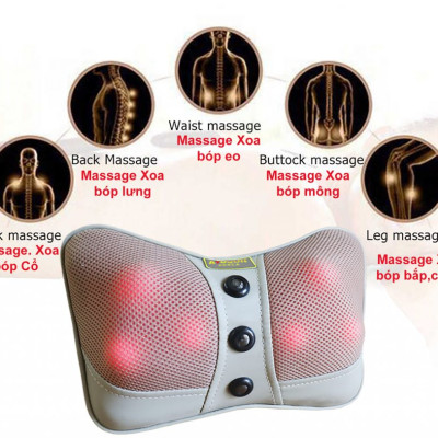 Gối massage thư giãn hồng ngoại ayosun 6 bi