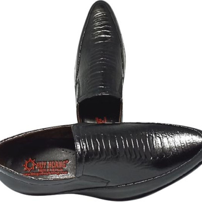 Giày Tây Nam Huy Hoàng Vân Đà Điểu Màu Đen HC7795