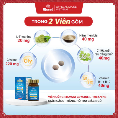 Combo 2 Hộp Viên uống MAMORI Glycine L-Theanine giúp giảm căng thẳng - stress, Hỗ trợ ngủ ngon, ngủ sâu giấc (60 Viên)