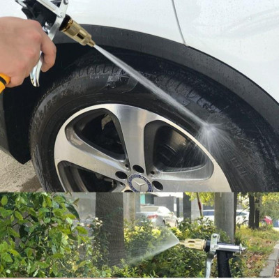 Bộ dây vòi xịt nước rửa xe, tưới cây . tăng áp 3 lần, loại 7m, 10m 206236 đầu đồng, cút, + tặng móc khoá
