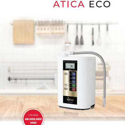 Máy lọc nước ion kiềm giàu hydro Atica Eco - Hàng chính hãng sản xuất bởi tập đoàn Hitachi Maxell Nhật Bản sử dụng công nghệ điện phân 2 lần làm giàu hydro trong nước tốt cho sức khỏe