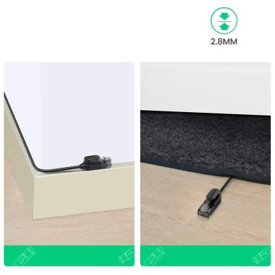 Ugreen UG70656NW122TK 10M 10Gbps 500MHz cat6a màu đen siêu mỏng OD2.8mm cáp mạng Utp LAN Ethernet toàn đồng - HÀNG CHÍNH HÃNG