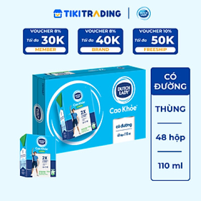 Thùng 48 Hộp Sữa Uống Dutch Lady Cô Gái Hà Lan Có Đường Cao Khỏe (48X110ml)