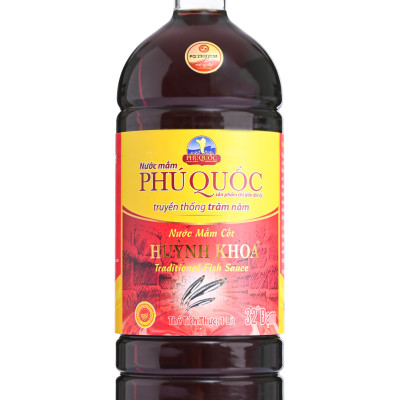Đặc Sản Kiên Giang - Nước mắm truyền thống Phú Quốc - Huỳnh Khoa 32 độ đạm chai 1 lít