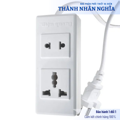 Ổ cắm Điện Quang ĐQ 001A-02 ( 2 lỗ ) dây 2m - Bảo hành 12 tháng