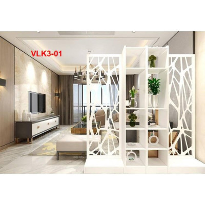 Vách Ngăn Bình Phong Họa Tiết Hiện Đại ( 2 Vách 2 Kệ) VLK3-01 - Nội thất lắp ráp Viendong Adv