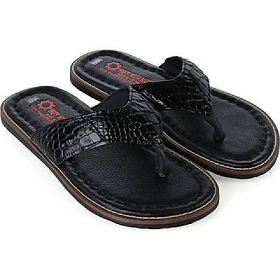 Dép da cá sấu Huy Hoàng kiểu kẹp màu đen HT7233