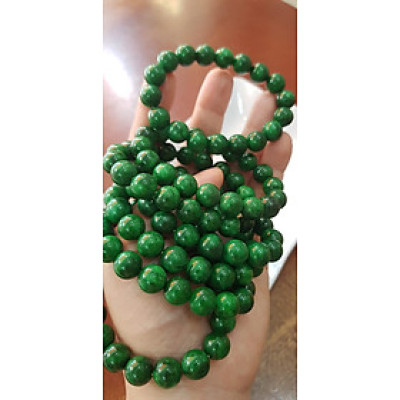 Vòng đeo tay nữ đá cẩm thạch xanh đậm 10mm đẹp  Nữ mệnh mộc hỏa thủy đeo may mắn tài lộc rẻ đẹp ạ