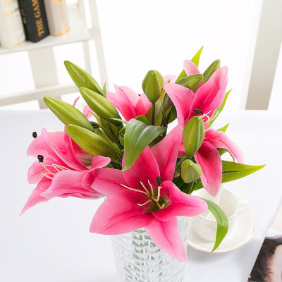 Cành hoa ly giả - 1 cành 4 bông - dài 95cm - Cây giả, hoa lụa Decor trang trí nhà cửa