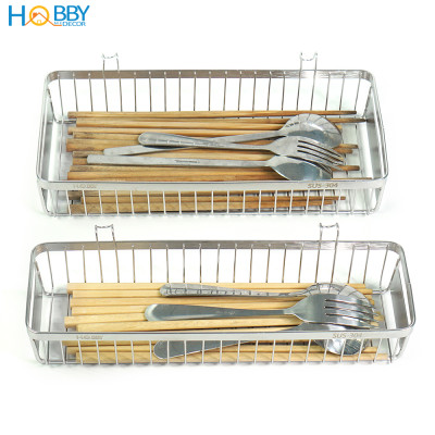 Khay đựng đũa muỗng có 2 móc treo inox 304 Hobby Home Decor KM