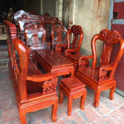 Bộ bàn ghế Minh Quốc Voi gỗ Xà Cừ