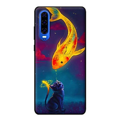 Ốp lưng in cho Huawei P30 mẫu Mèo Và Cá - Hàng chính hãng